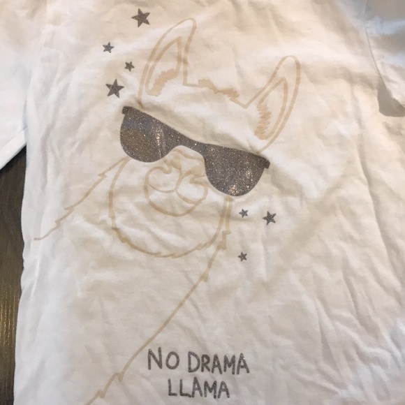 Gap Girls “No Drama Llama” long sleeve white Tee NWOT - Picture 3 of 4